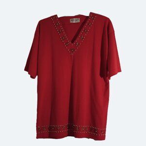 COPY - Prestige collection vintage soft red top with beaded embellishment Free …